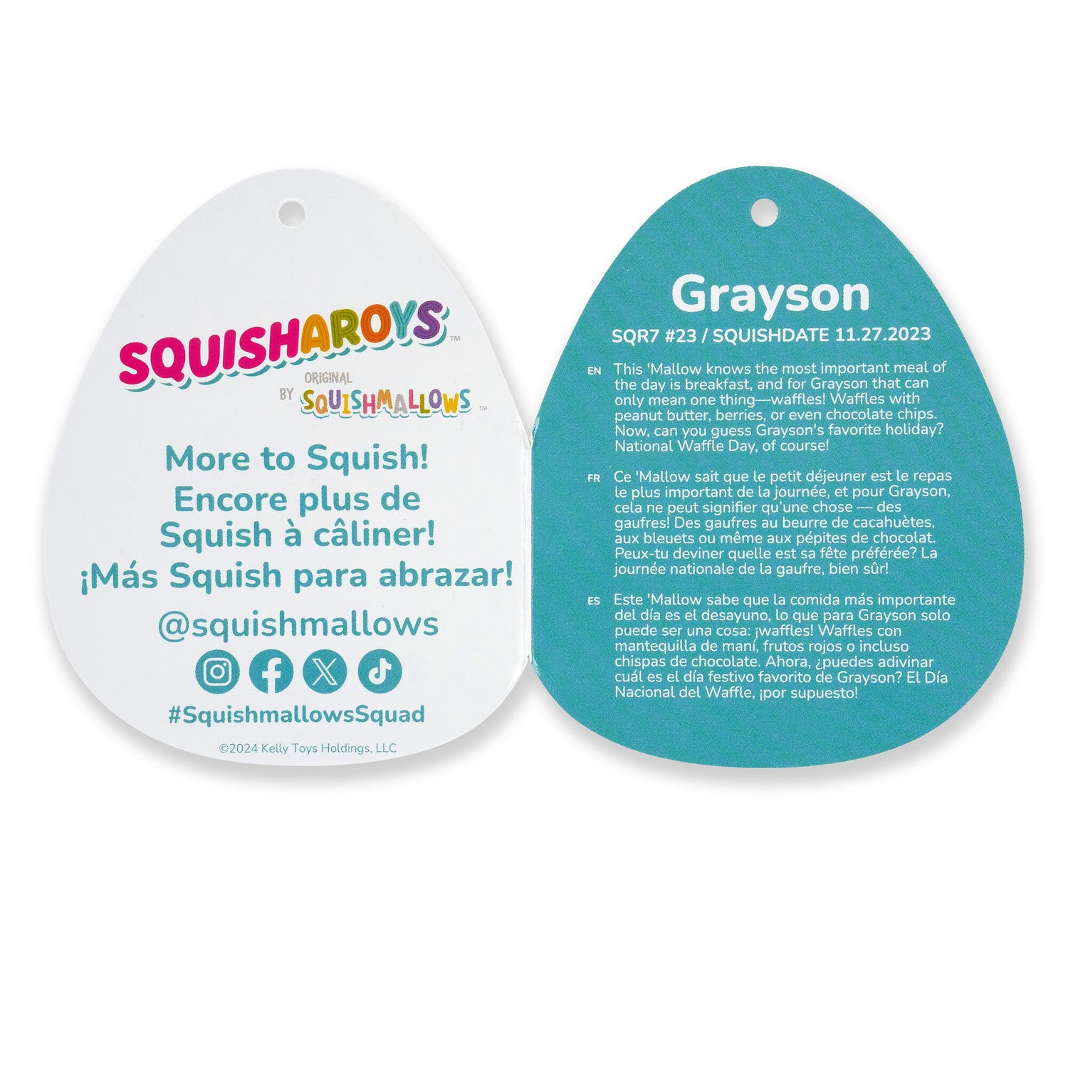 Squishmallows Squisharoys 7.5 Inch - Grayson the Light Blue Dino