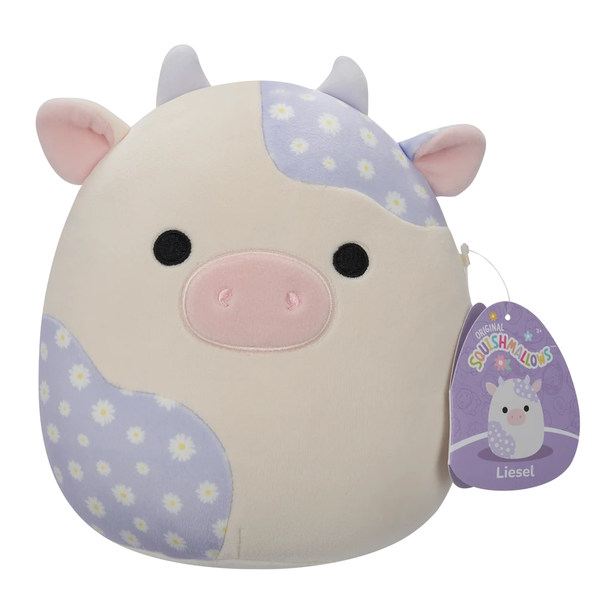 Squishmallows 7.5 Inch Liesel the Cream and Lavender Cow