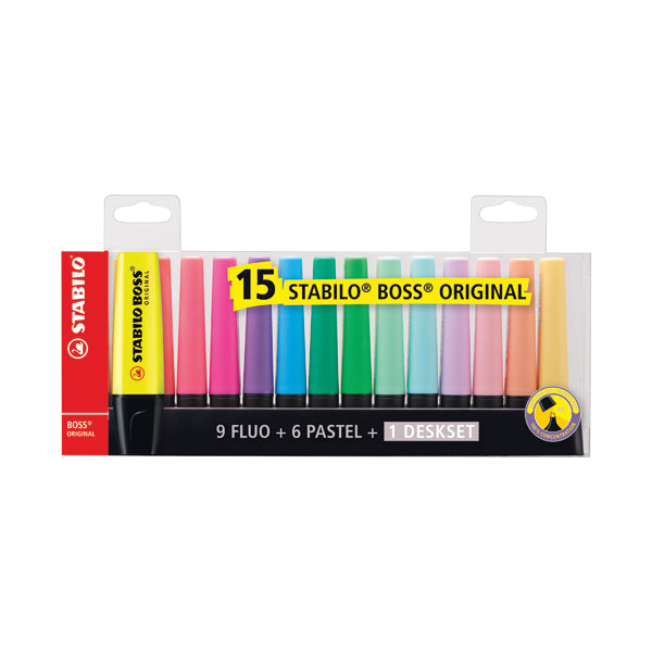 Stabilo Boss Original Highlighter Desk Set Assorted (Pack of 15) 1868221