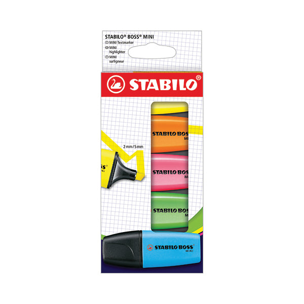 Stabilo Boss Mini Highlighters Card Wallet Assorted (Pack of 5) 07/5-2-01