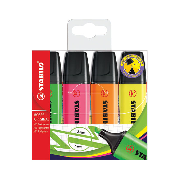 Stabilo Boss Original Highlighter Wallet Assorted (Pack of 4) 70/4