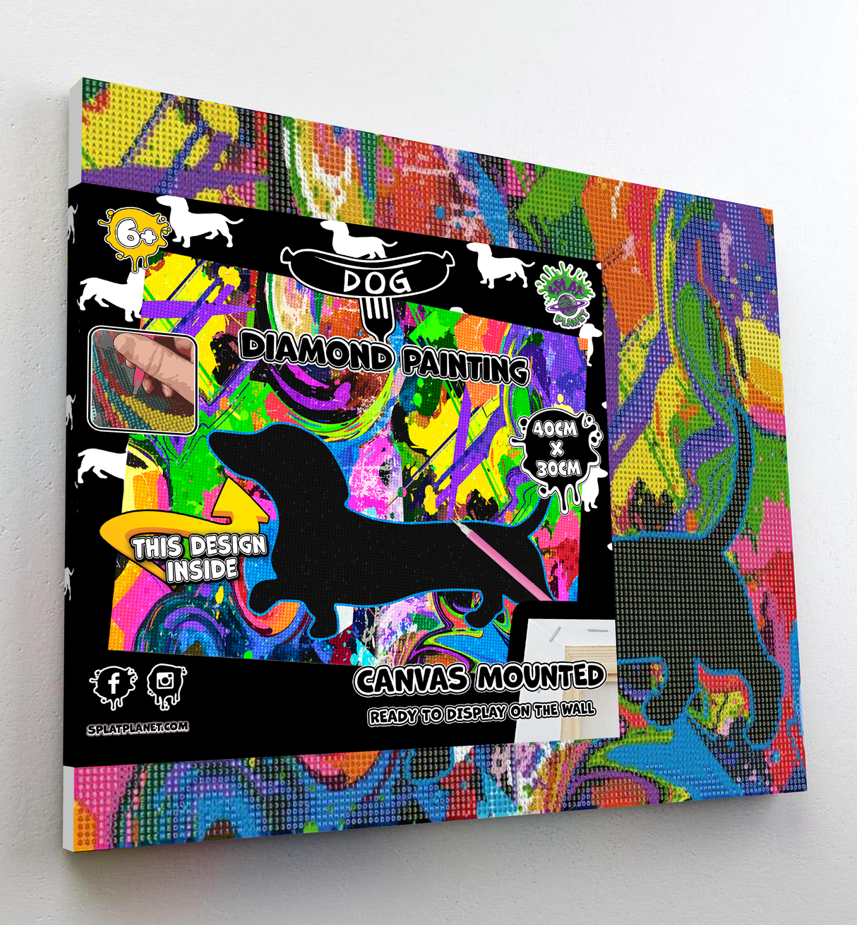 Sausage Dog Diamond Painting Art Kit Splat Planet