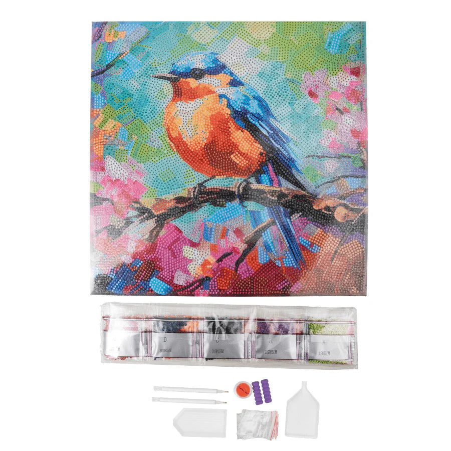 Crystal Art Canvas Kit 30x30cm - Spring Robin