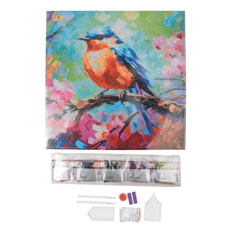Crystal Art Canvas Kit 30x30cm - Spring Robin