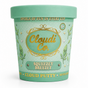 A mint green pint bucket of Cloudi Co. Squeezey Breezey Cloud Putty ice cream, featuring gold lettering and cute green character illustrations on a white background.