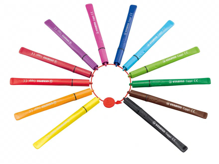 STABILO Cappi Fibre Tip Pens with Cap Ring - Assorted Colours (24 Pack)