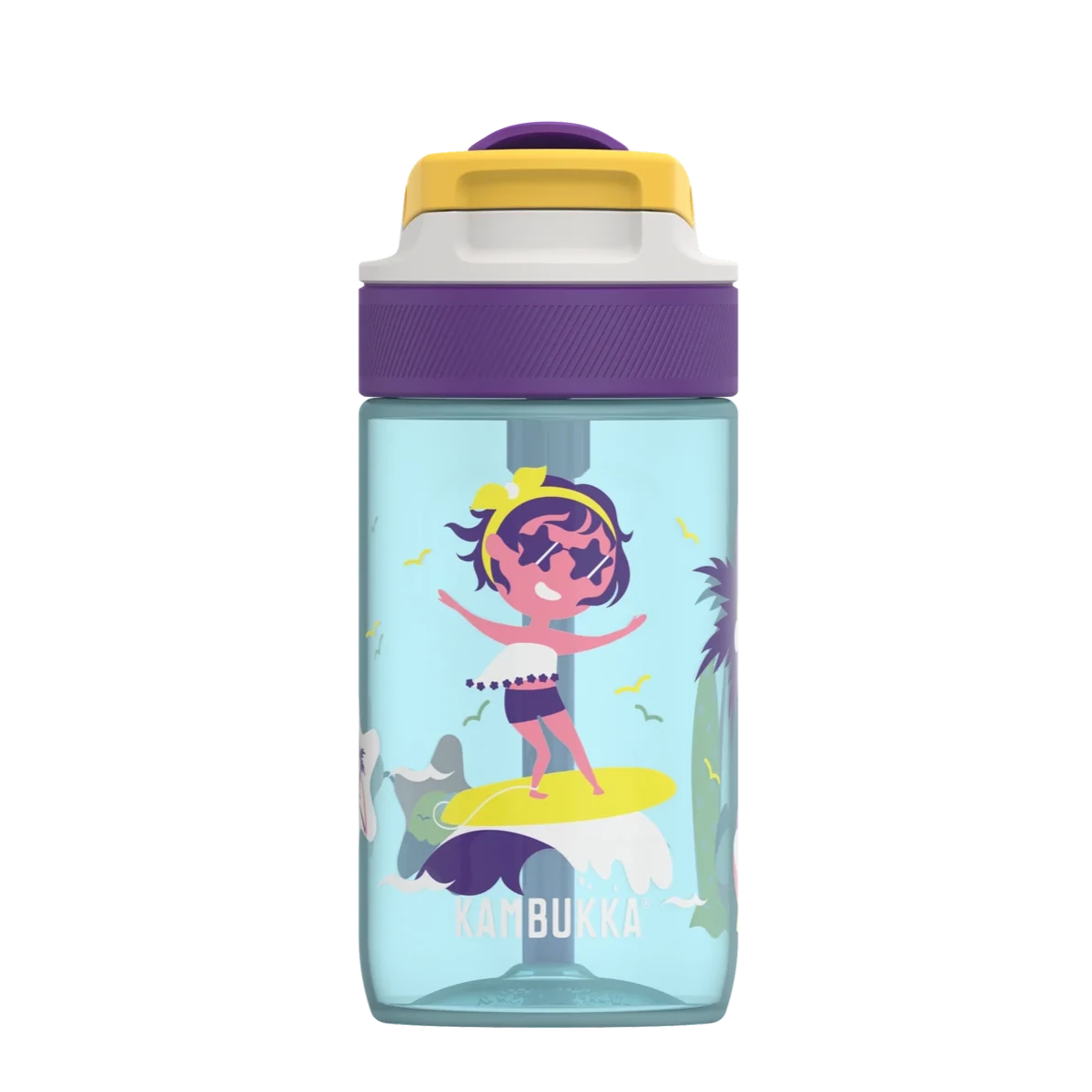 BPA Free Water Bottle With Straw Lid Surf Girl 400ml