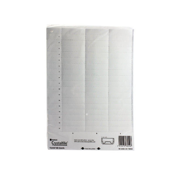 Rexel Crystalfile Printable Filing Inserts White (Pack of 50) 78050