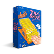 Box of Tilt 'N Shout game with blue background and yellow seesaw