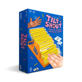 Box of Tilt 'N Shout game with blue background and yellow seesaw