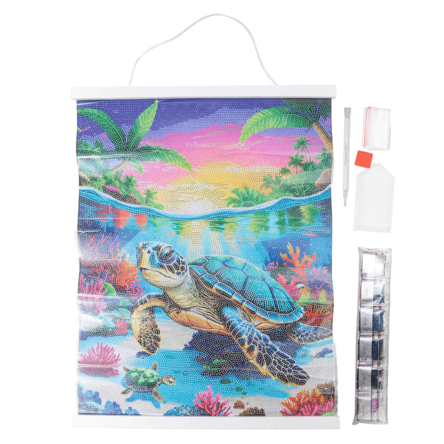Crystal Art Scroll Kit 40x50cm - Tropical Turtle Paradise