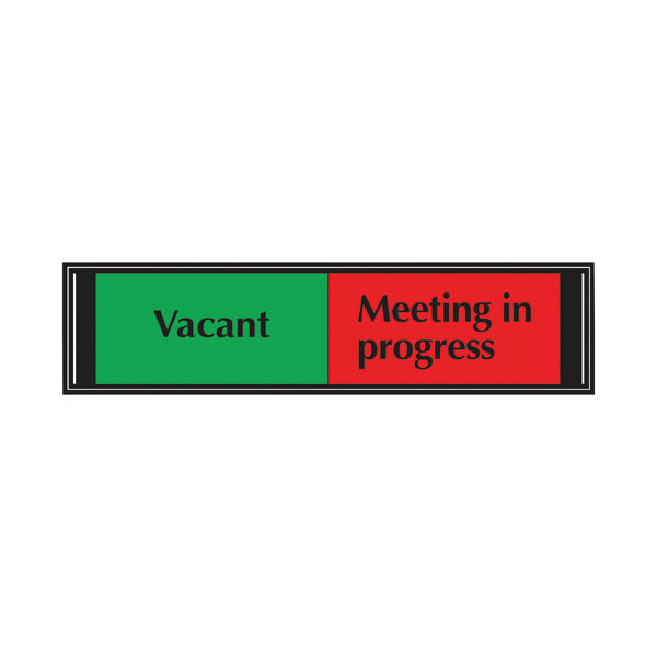 Sliding Sign Vacant/Meeting In Progress Self Adhesive 225x52mm