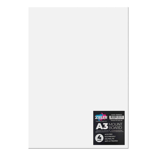 Zieler A3 Mount Board – White (Pack of 4)