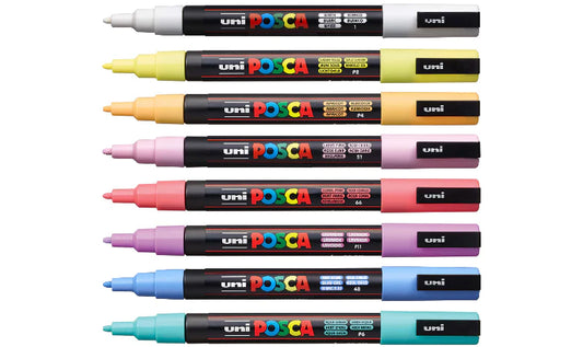 Posca PC-3M Fine Tip Paint Markers Wallet Of 8 Pastel Colours
