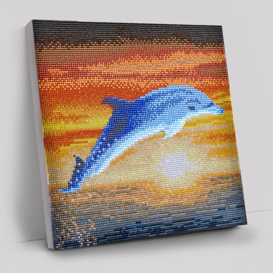 Crystal Art Canvas Kit 30x30cm - Dolphin Sunrise