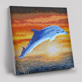 Crystal Art Canvas Kit 30x30cm - Dolphin Sunrise