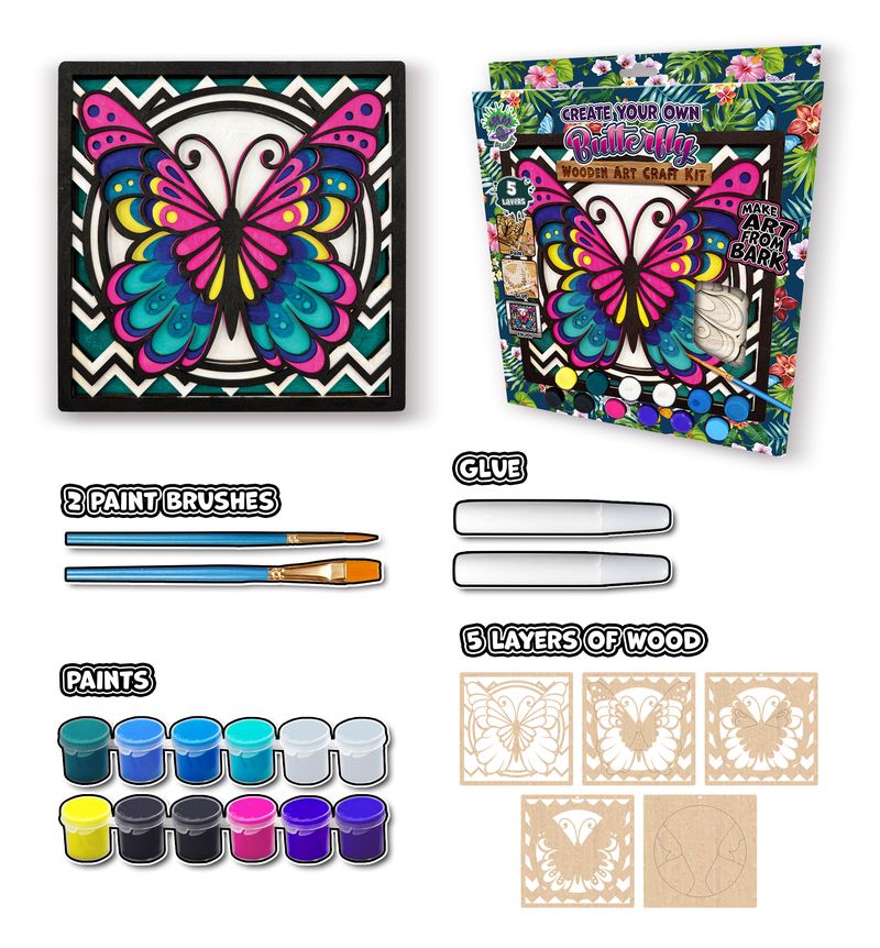 Splat Planet Wood Art Kit - Butterfly