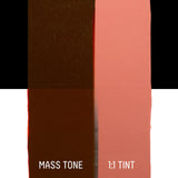 Two vertical Vandyke Red Hue color swatches labeled 'Mass Tone' and '1:1 Tint' on a white background.