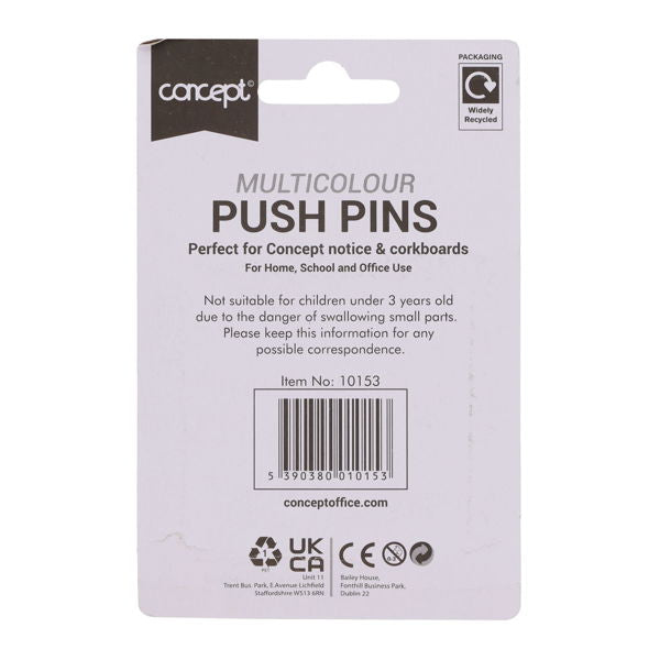 Concept Coloured Push Pins (30 Pack)