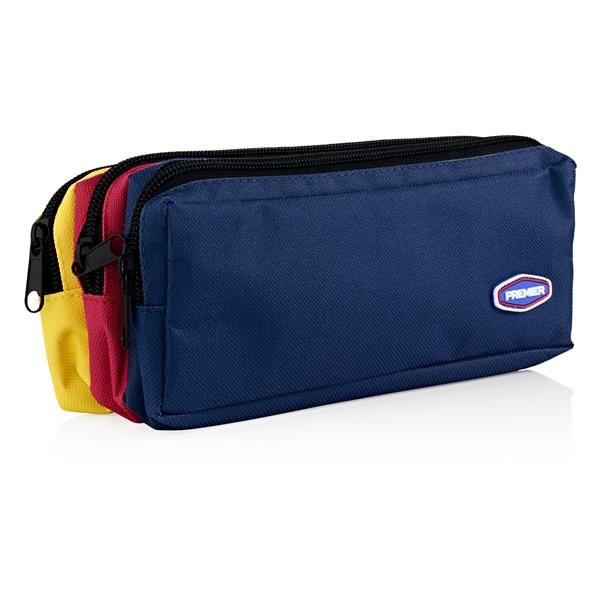 Premier 3 Pocket Zip Pencil Case - Blue & Red