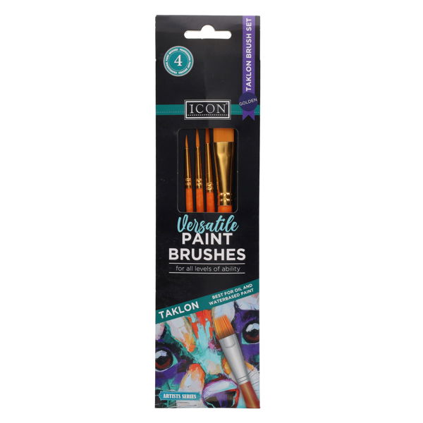 Icon Brush Set In Wallet - Golden Taklon (4 Pack)