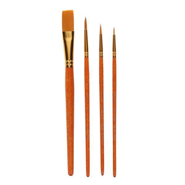 Icon Brush Set In Wallet - Golden Taklon (4 Pack)