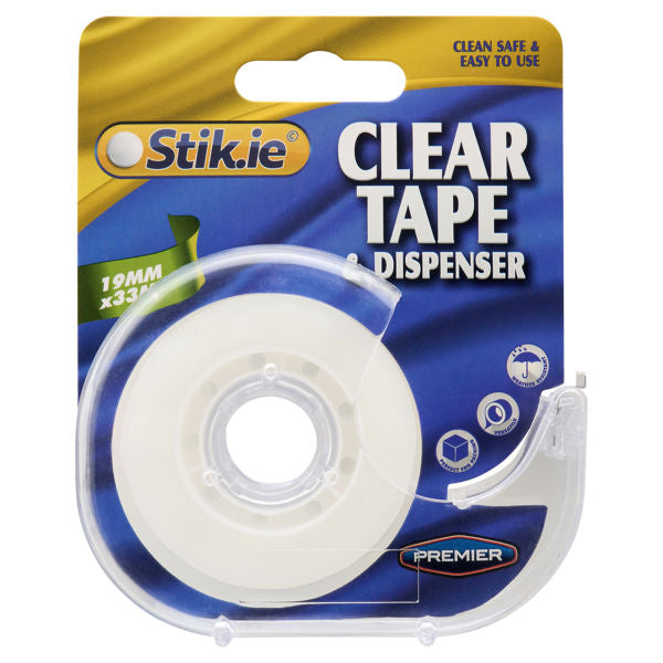 Stik.ie Clear Tape on Dispenser 19mm x 33m