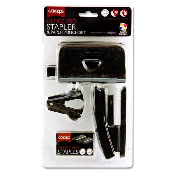 Concept 26/6 Stapler & Paper Punch Set