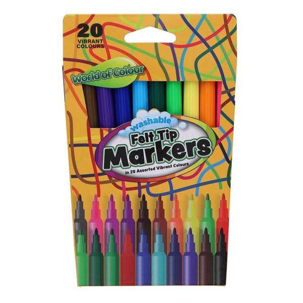 World of Colour Felt Tip Markers (20 Pack)