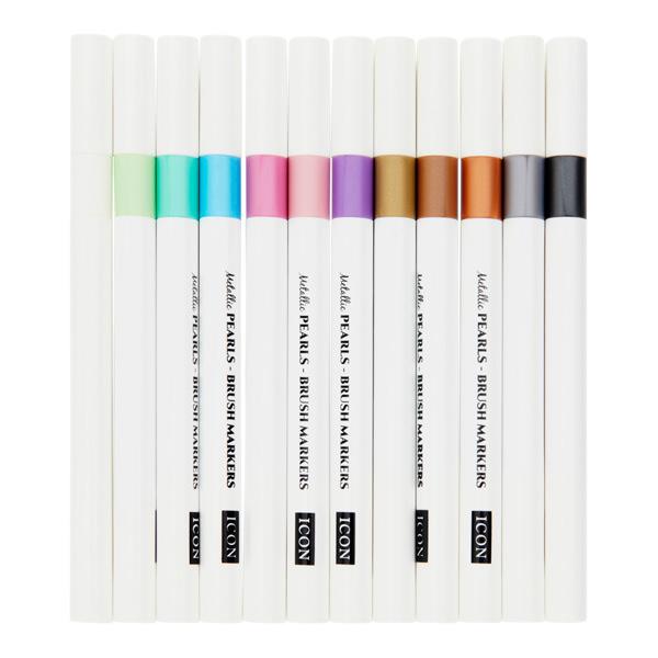 Icon Brush Markers - Metallic Pearl (12 Pack)