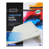 Tabletop easel packaging with artwork on a white background