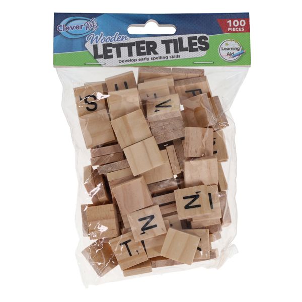 Clever Kids Wooden Letter Tiles Pack of 100