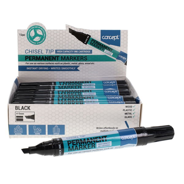 Concept Chisel Tip Permanent Marker - Black (Single)