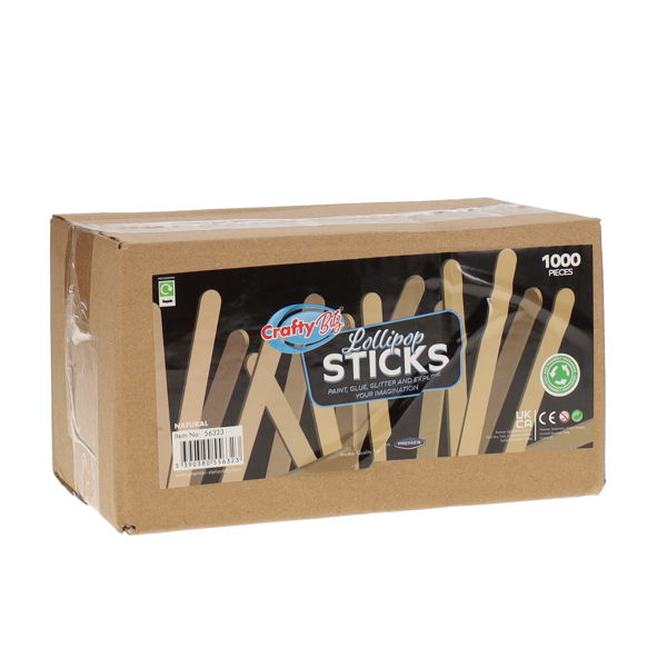 Crafty Bitz Lollipop Sticks - Natural (Box of 1000)