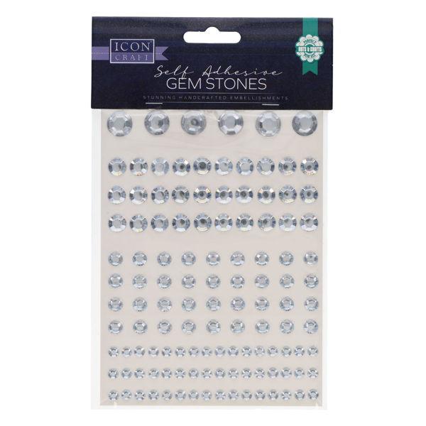 Icon Craft Self Adhesive Gem Stones - Silver (120 Pack)