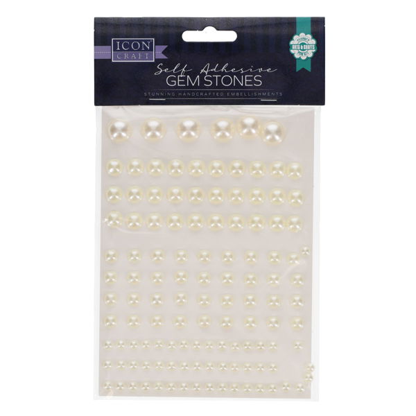 Self Adhesive Gem Stones - Pearl (Pkt.120)