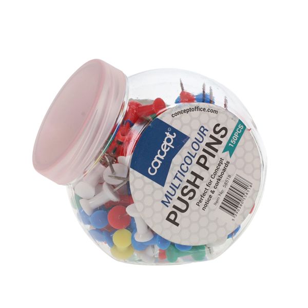 Concept Premier Office Tub 150 Multicolour Push Pins