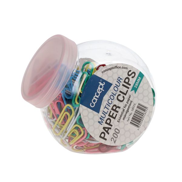 Tub 200 28mm Multicolour Paper Clips