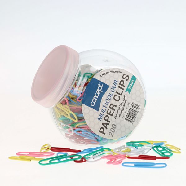 Tub 200 28mm Multicolour Paper Clips