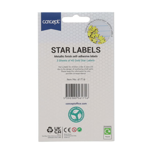 Concept Self Adhesive Gold Stars Labels (135 Pack)