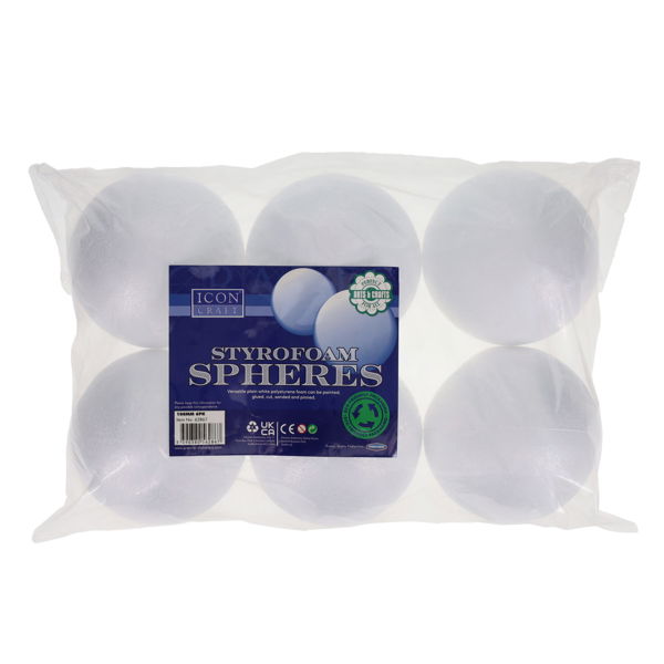 Icon Craft Styrofoam Spheres 100mm (6 Pack)