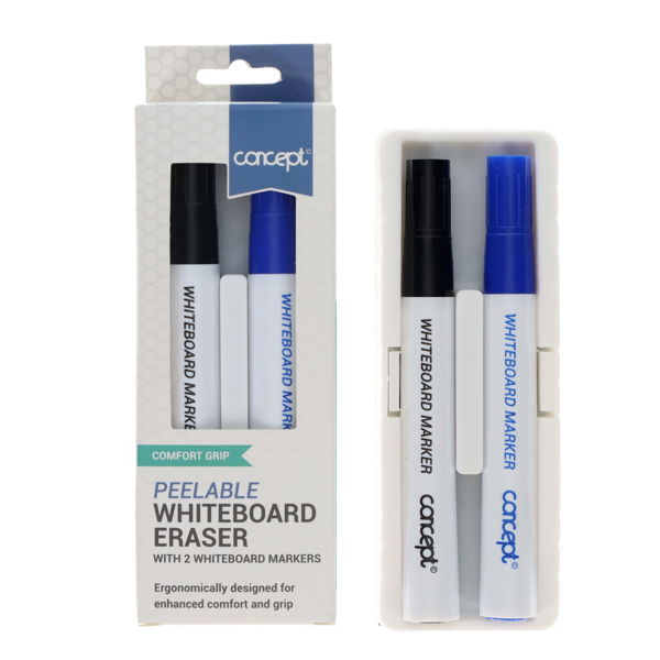 Peelable Whiteboard Eraser & 2 Markers