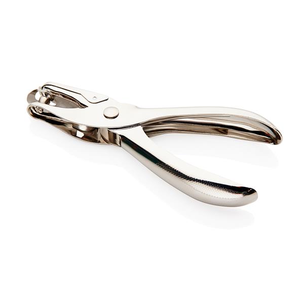Metal hole punch on a white background
