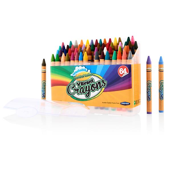 World of Colour Box of 64 Crayons with Sharpener