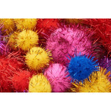 Pack of 100 Asst Sizes Pom Poms - Glitter