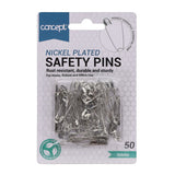 Nickel Safety Pins 36mm (Pack of 50)