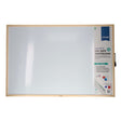 Dry erase whiteboard with wooden frame and Concept brand packaging on a white background