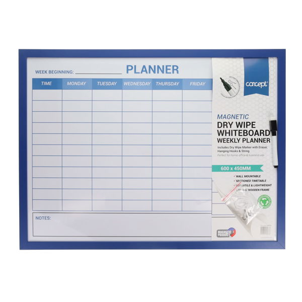 Concept Magnetic Dry Wipe Weekly Planner Whiteboard - 45x60cm