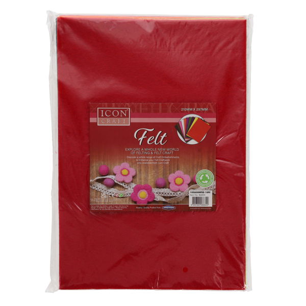Icon Craft A4 Felt Sheets - Assorted Colours (10 Pack)