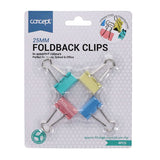 Concept Foldback Clips 25mm - Coloured (4 Pack)